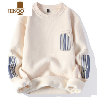 YANXU卫衣男士毛衣新款一体加绒加厚宽松圆领保暖上衣打底针织衫