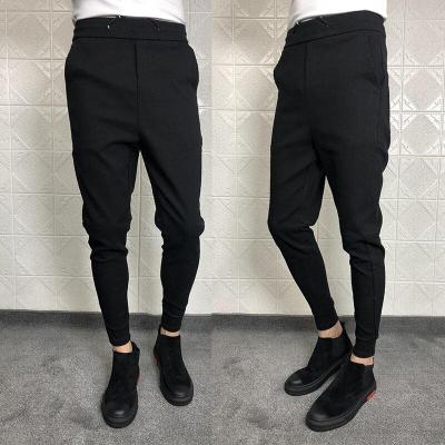 珂卡慕(KEKAMU)春秋款哈伦裤男社会小伙小脚裤黑色休闲裤修身束脚裤黑色默认颜色28