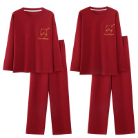 情侣睡衣春秋冬季棉质本命年喜庆结婚红色一男士一女士家居服套装