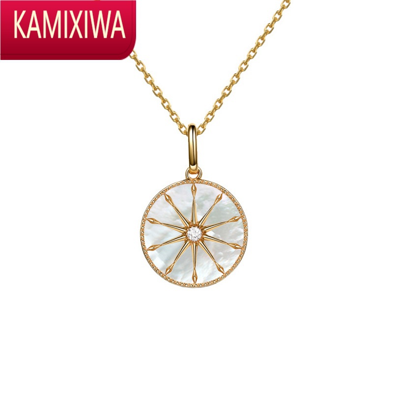 kamixiwa十芒星吊坠白贝母锁骨链银项链红玛瑙锆石小众轻奢银饰