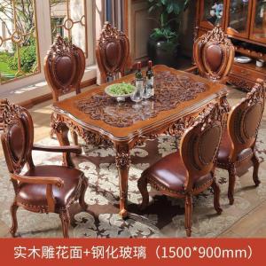 BONJEAN欧式实木餐桌椅组合家用餐厅长方形饭桌大户型花餐桌美式家具
