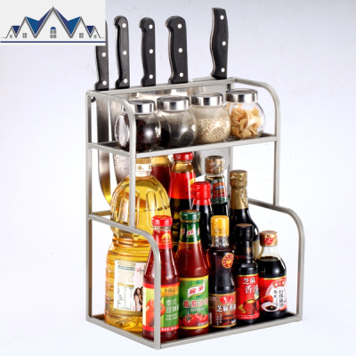 双层厨房置物架2层放酱油瓶调味料架子 厨具用品菜刀架壁挂收纳架 三维工匠