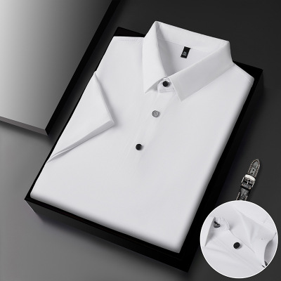 2025同款POLO衫短袖男士纯色翻领T恤男无痕轻奢高级感男士短袖