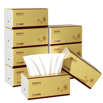 织梦 抽取式纸面巾4层70抽每包原生木浆抽纸实惠装餐巾纸家庭装纸抽卫生纸家用母婴可用 10包装