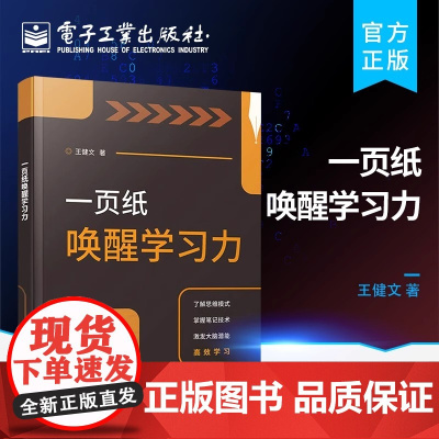 正版 一页纸唤醒学习力 学习思维导图技术 学会构建系统思维和思维模型 掌握笔记技术 王健文 电子工业出版社