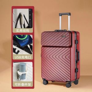 MKJ时尚白领前开口行李箱女高颜值20寸大容量旅行箱男拉杆箱24寸抗摔密码箱22寸26寸