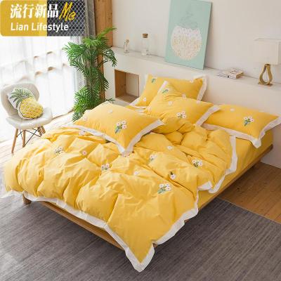 色四件套小花ins风泫雅花唯美小雏菊刺绣床上棉床单被套家纺 三维工匠