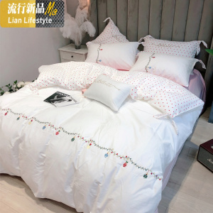 韩式床上用品四件套棉棉被套床单女公主风少女三件套被单春季 三维工匠
