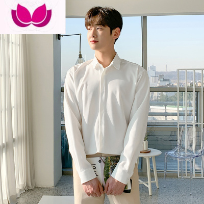 七斓衬衫男长袖上衣潮流轻熟男高级感男装冰丝垂感宽松休闲白衬衣