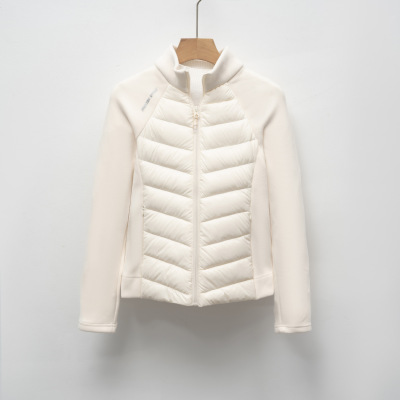 羽绒服新国标90绒轻薄立领女瑜伽拼接纯色修身百搭运动风