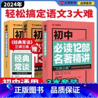 初中语文套装 共3本 初中通用 [正版]初中789年级 语文必背古诗文必读名著精讲文学文化常识中考总复习资料红猫