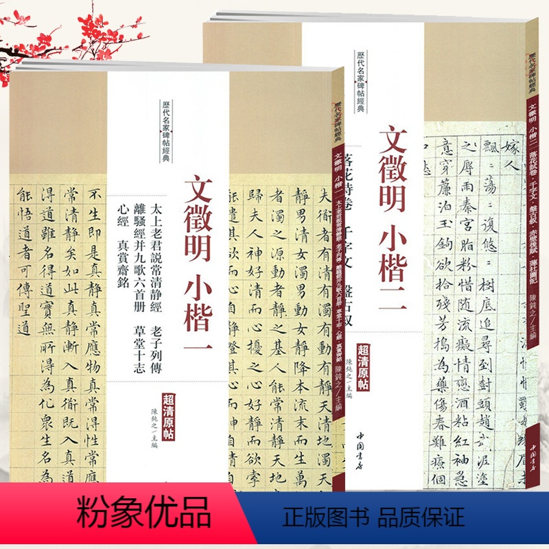 文征明小楷一·小楷二(全两册) [正版]历代名家碑帖经典张即之度人经颜真卿大唐中兴颂李阳冰谦卦碑黄庭坚砥柱铭文徵明千字文