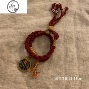 JiMi新中式山鬼花钱手链民族风藏式手工编织手绳新年手绳国风百搭手饰