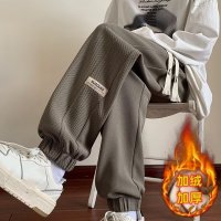 裤子男士休闲加绒运动卫裤秋冬季新款美式宽松型束脚长裤