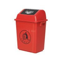翌嘉YJ4122070 长方形夹缝翻盖分类垃圾桶 20L红色(投放标)