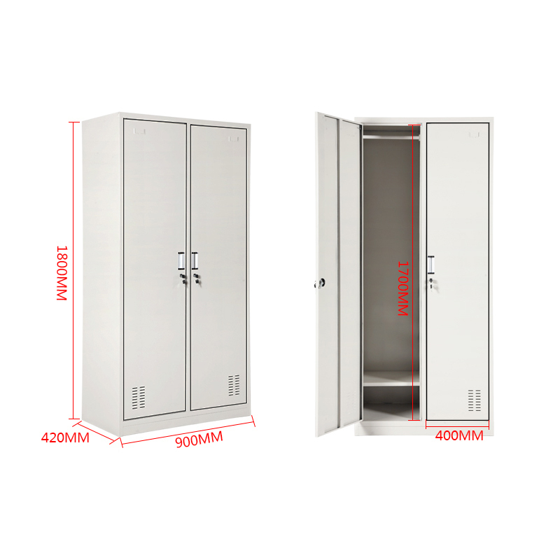 匡大钢制更衣柜铁皮储物柜换衣柜存包柜带锁碗柜鞋柜2门更衣柜KDT330