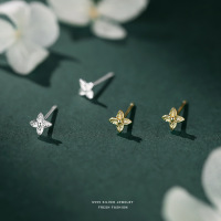 日韩森系小清新四叶草耳钉女s999纯银轻奢百搭简约足银花朵耳饰送女朋友老婆情人节七夕生日礼物