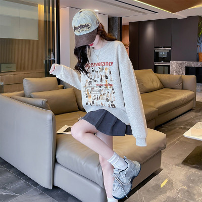 [1折价42.9元,叠加优惠券]唐狮女圆领前胸图案卫衣