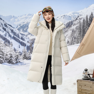 情侣中长款羽绒服男女情侣学院风新款冬季加厚保暖三防滑雪冲锋衣外套女羽绒服男冬季新款派克服蓬松防寒外套加厚大码女