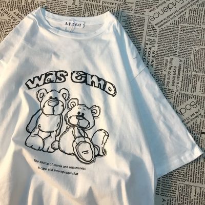 短袖T恤男女情侣装2021小熊ins日系学生韩版宽松BF港风百搭上衣体恤夏美泽韵