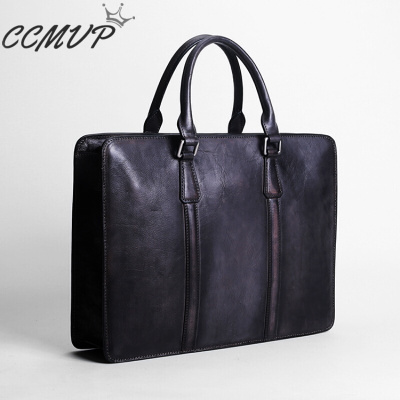 CCMVP品牌自营质量保证-CCMVP头层牛皮男包手提包商务休闲男士真皮公文包手工单肩包复古皮包