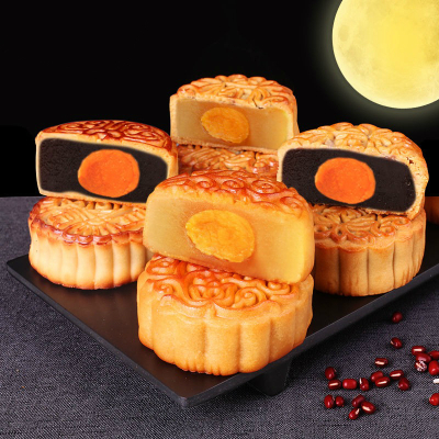 中秋月饼广式蛋莲蓉豆沙小月饼整箱糕点零食42g/个