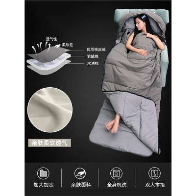  睡袋大人户外露营成人加大加宽四季通用迈高登单人室内冬季加厚防寒羽绒