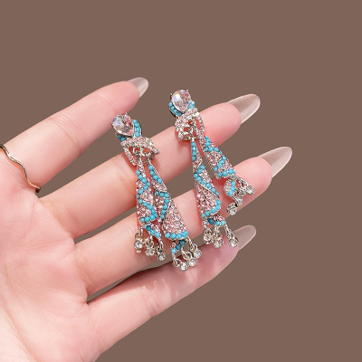 银针闪钻水滴耳钉高级感2025新款轻奢小众耳饰复古时尚耳环独特女送女朋友老婆情人节七夕生日礼物