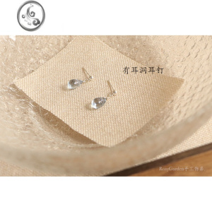 JiMi银银山水墨琉璃耳钉无耳洞女耳夹简约耳饰蓝灰色古风耳环