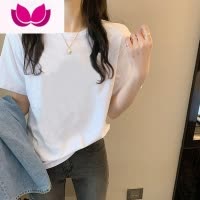 七斓复古港风黑色圆领显瘦短袖t恤女2023新款小众chic上衣