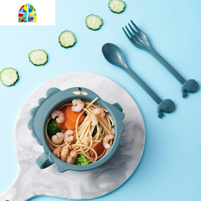 儿童辅食碗家用宝宝防摔吃饭碗勺杯餐具套装防烫防摔卡通可爱杯子 FENGHOU 恐龙樱花粉/杯子