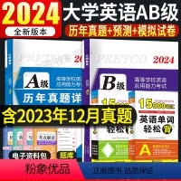 英语A级20套真题+5套纸质模拟+3套纸质预测+词汇 [正版]2024年6月大学英语A级B级历年真题详解词汇单词书英语a