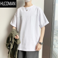 HLCOMAN夏季纯色短袖T恤男士潮牌半袖宽松体恤港风百搭ins潮男生衣服
