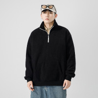 奥粒绒高领卫衣男秋冬季摇粒抓绒加厚保暖纯色上衣拉链情侣装厂家