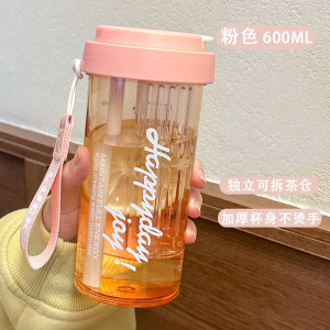 [补贴10%]夏天水杯女生高颜值2024新款带茶隔吸管杯夏日耐高温网红泡茶杯子