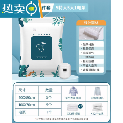 敬平真空压缩袋收纳袋被子衣物衣服家用旅行抽空气棉被行李箱专用袋子 11件套[5特大号100*80+5大号]+电泵1个 工