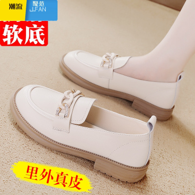 聚范红青蜓小皮鞋女2024春季英伦风女鞋软底防滑平底乐福鞋女单鞋