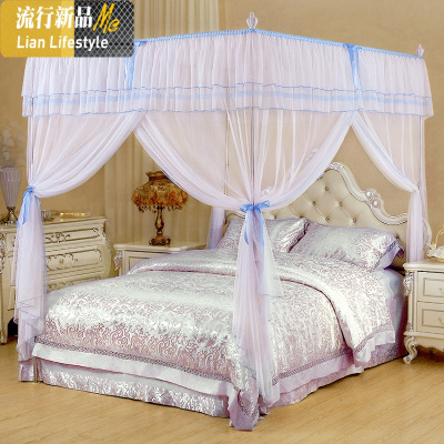 蚊帐三开老式1.8米床1.2m落地支架宫廷欧式1.5m2米双人家用纹帐 三维工匠