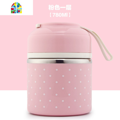 手提日式不锈钢饭盒分格成人可爱保温便当盒学生2双层3三多层餐盒 FENGHOU 粉色[2层]