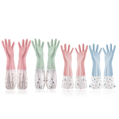 洗碗手套厨房加绒加厚橡胶清洁手套-SML码可选-2双（束口加长-单层）+2双（宽口加长-单层）