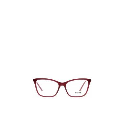 普拉达(PRADA)女款酒红徽标猫眼平光镜全框时尚简约潮酷太阳镜 红色