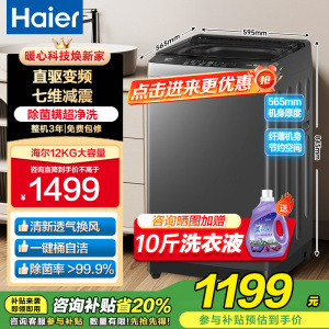海尔(Haier) 12公斤 变频 全自动 波轮洗衣机 超净洗 除菌除螨 政府补贴 自编程 XQB120-BZ20L0