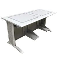 三能 办公家具多媒体室电脑桌双位箱体钢木翻转电脑桌其他木质简约现代多媒体电脑桌电脑室桌子