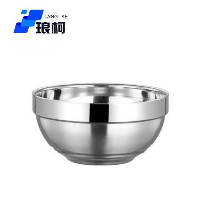琅柯 304不锈钢碗 双层铂金碗 20cm