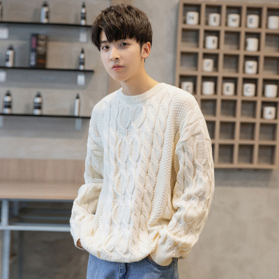 [3件8.5折169.9元,叠加优惠券]唐狮慵懒风毛衣男生冬季新款圆领绞花日系休闲宽松男毛衫百搭