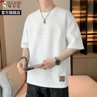 啄木鸟索罗娜凉感白色短袖t恤男夏季潮牌圆领宽松休闲半袖上衣服