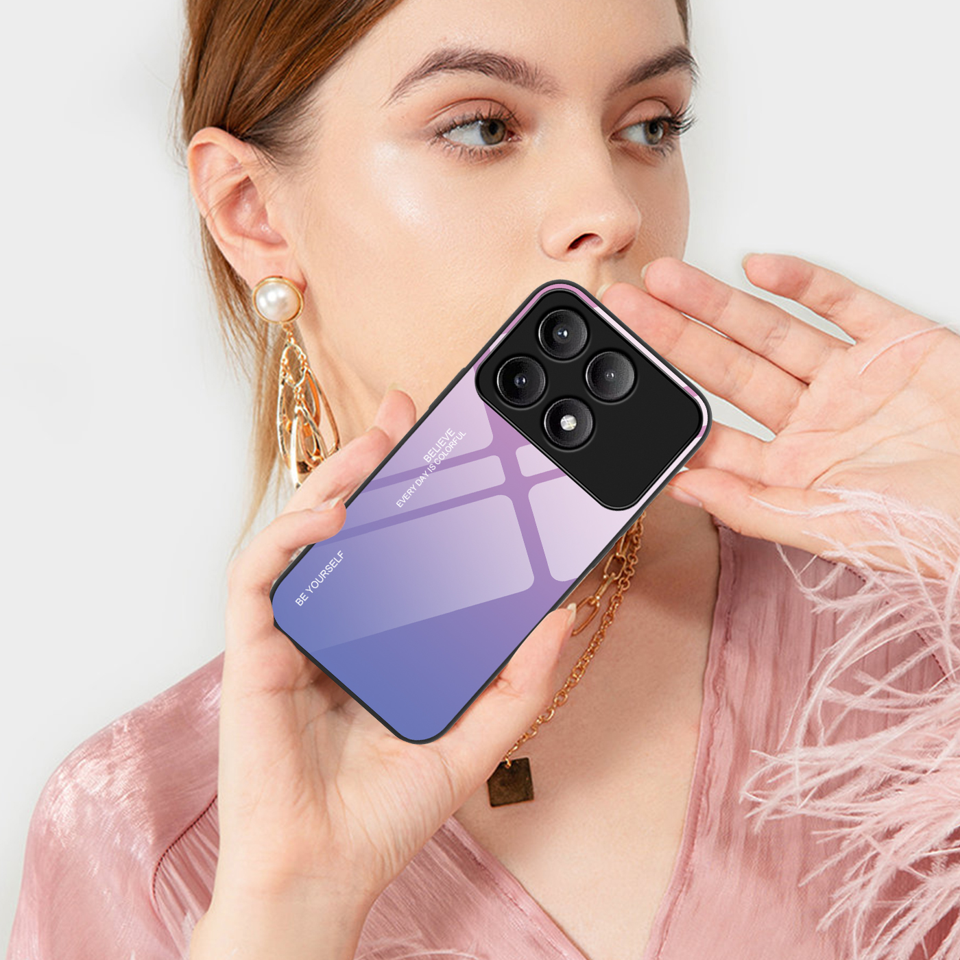 圣幻 小米pocoF6手机壳pocoF6pro手机套硅胶全包边保护壳防摔渐变玻璃网红壳
