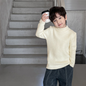 AOAOKIDS儿童冬款气质保暖针织衫双面加绒加厚男童毛衣打底衫