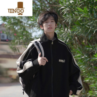 YANXU2023秋季新款男士夹克立领字母印花拼接外套休闲运动开衫潮牌上衣