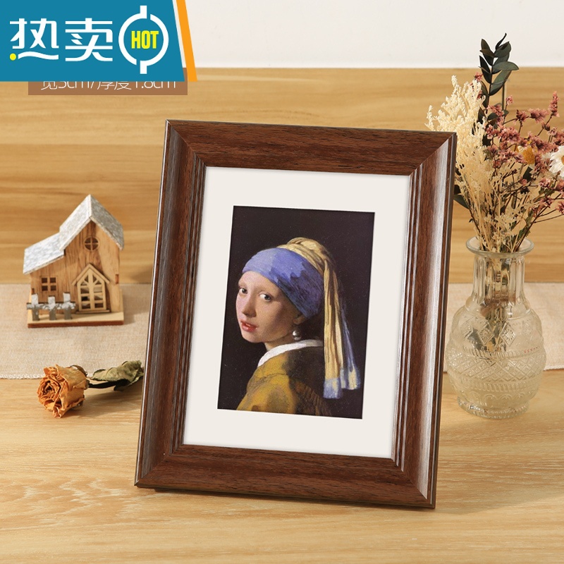 敬平复古相框摆台挂墙画框装裱七寸洗照片6寸8木质框架12寸10桌面摆件 咖啡色 A4[可放20.8*29.7cm]摆挂两